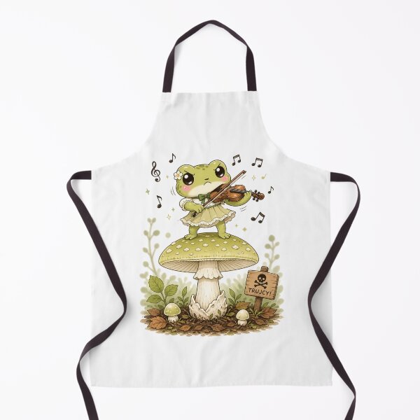 Item preview, Kawaii Frog Violinist on a Mushroom - Cute Whimsical Forest Art designed and sold by MarekoraStudio.
