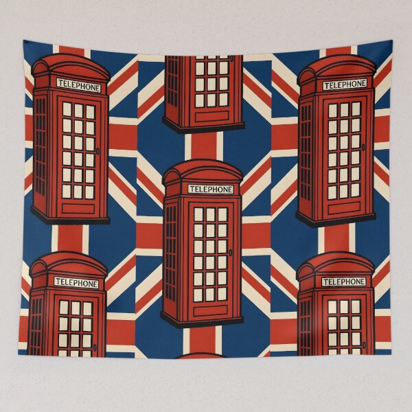 Item preview, Vintage Red London Telephone Box with Union Jack Flag designed and sold by Sybille-Yates.