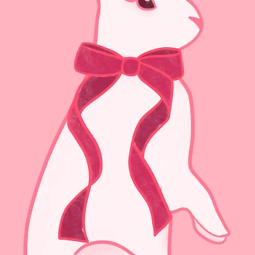 Artwork thumbnail, Standing Rabbit with Red Ribbon by Pinecone Place