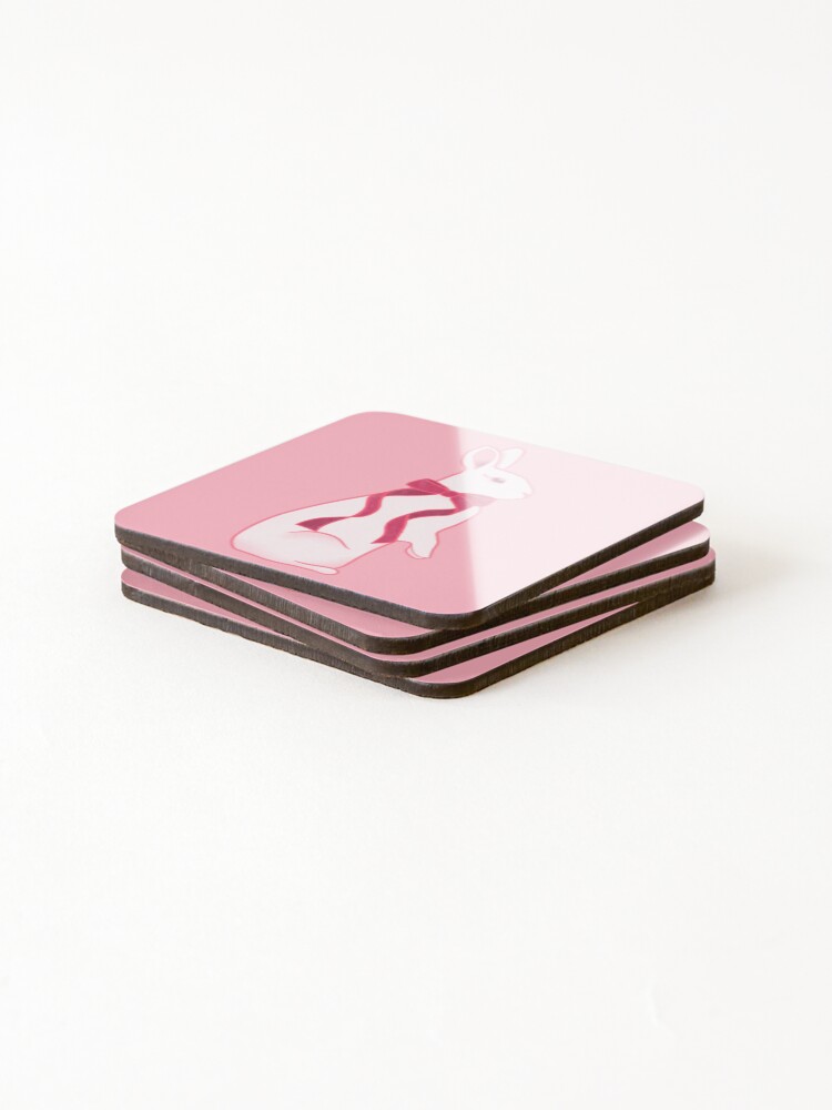 Thumbnail 4 of 5, Coasters (Set of 4), Standing Rabbit with Red Ribbon designed and sold by Amattina.