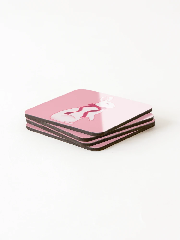 Thumbnail 4 of 5, Coasters (Set of 4), Standing Rabbit with Red Ribbon designed and sold by Pinecone Place.
