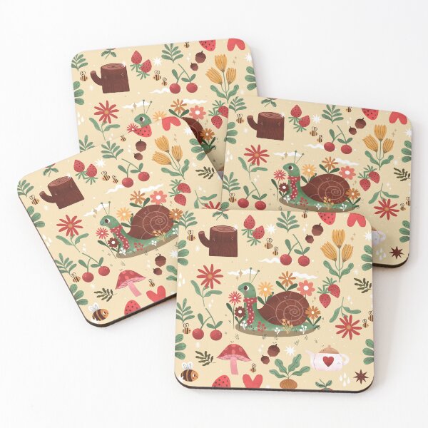 Item preview, cottagecore snail nature floral garden teapot bees designed and sold by Gossip Rag.