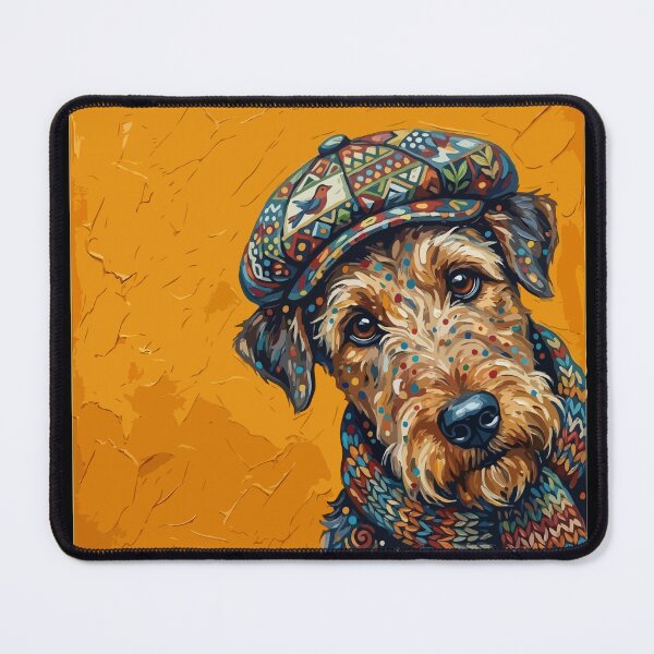 Item preview, Airedale Terrier Impasto Oil Painting - Colorful Modern Folk Art Pet designed and sold by The Real Life Symphony.