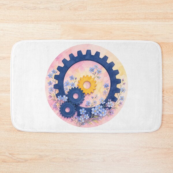 Item preview, Pastel Gear Harmony – Floral Abstract Mechanism Design designed and sold by MarekoraStudio.