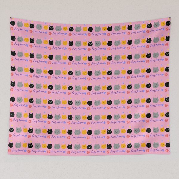 Item preview, Furry Friends: Three cute kitty cats (pattern-pink) designed and sold by Tiny-Sugar-Dove.