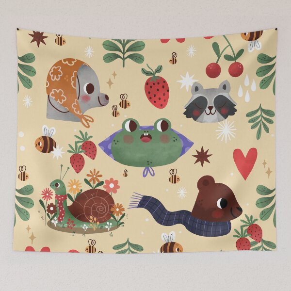 Item preview, cottagecore snail garden bee frog raccoon bear designed and sold by Gossip Rag.
