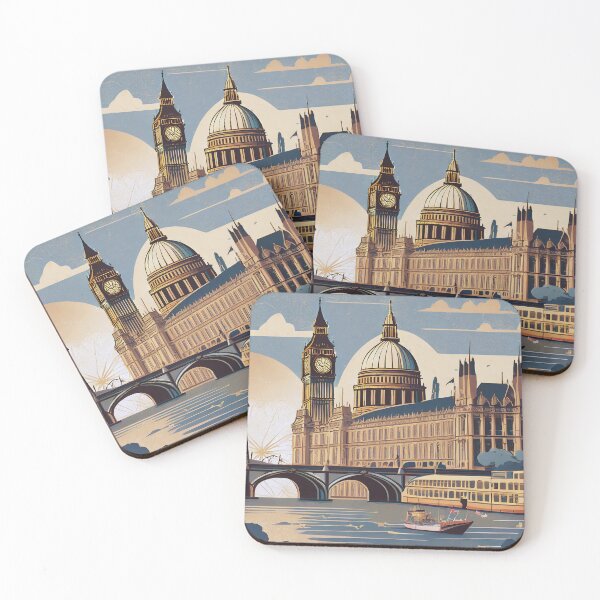 Item preview, Retro London Skyline Art Print - St. Paul's, Big Ben, & Westminster designed and sold by ArtworkNorth.