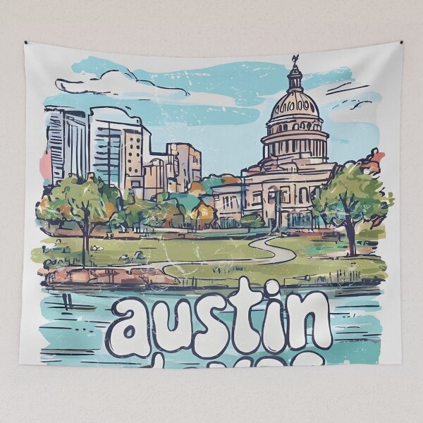 Item preview, Austin Texas Cute Skyline Colorful Cityscape Space Center designed and sold by HowToCanadian.