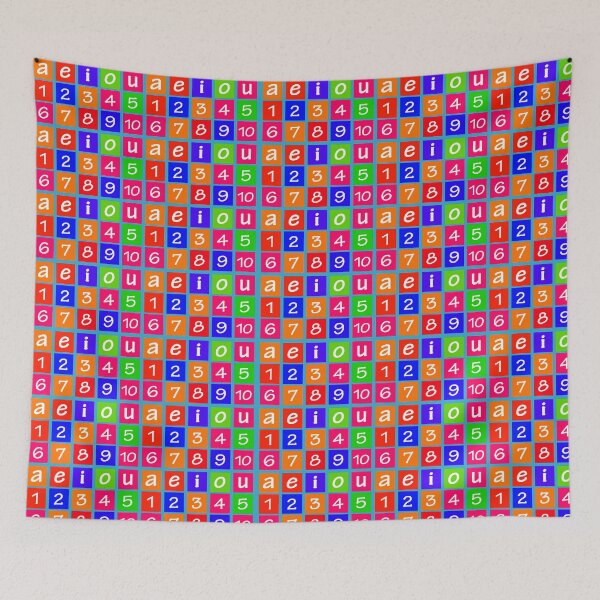 Item preview, Numbers and Vowels Colorful Pattern designed and sold by DFLC Prints.