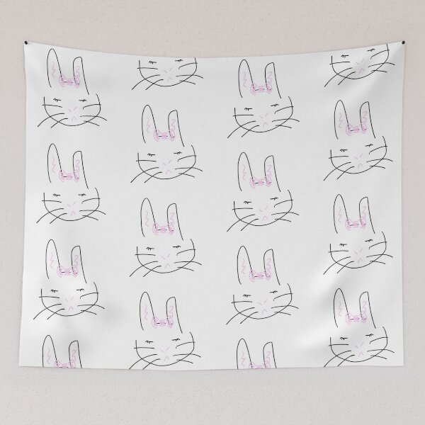 Item preview, sleeping bunny with pink bow digital drawing designed and sold by meuliasshop.