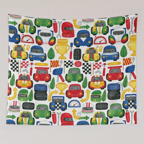 Item preview, Blue and Red Race Cars with Trophies Seamless Art designed and sold by Piotrek0001.