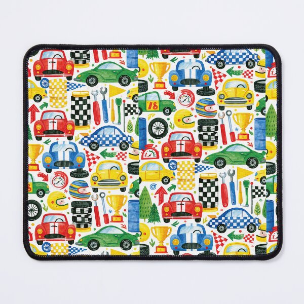 Item preview, Blue and Yellow Race Cars Grid Nursery Pattern designed and sold by Piotrek0001.