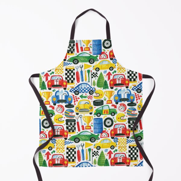 Item preview, Blue and Yellow Race Cars Grid Nursery Pattern designed and sold by Piotrek0001.