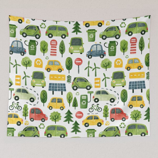 Item preview, Green City Windmills and Cars Environmental Pattern designed and sold by Piotrek0001.