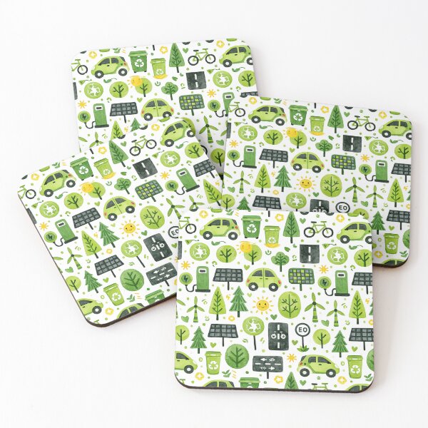 Item preview, Eco Green City Cars and Recycling Symbols Pattern designed and sold by Piotrek0001.