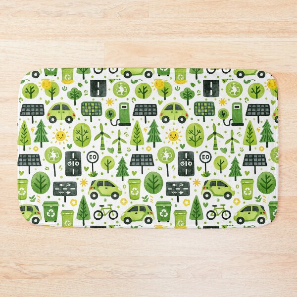 Item preview, Eco Green City Cars and Recycling Symbols Pattern designed and sold by Piotrek0001.