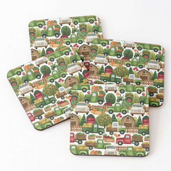 Item preview, Rustic Red Barn and Green Farm Tractor Pattern designed and sold by Piotrek0001.