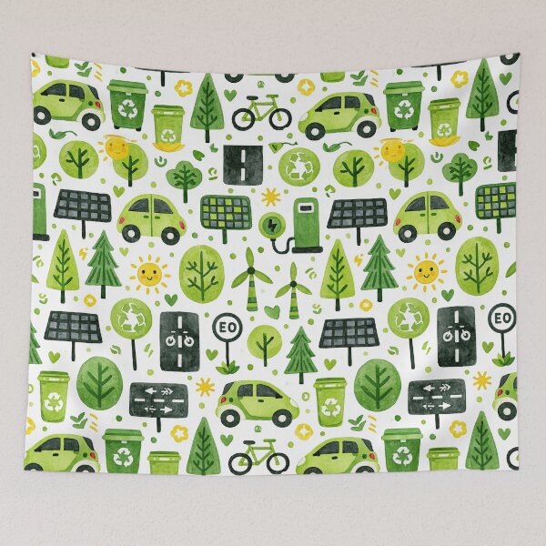 Item preview, Eco Green City Cars and Recycling Symbols Pattern designed and sold by Piotrek0001.