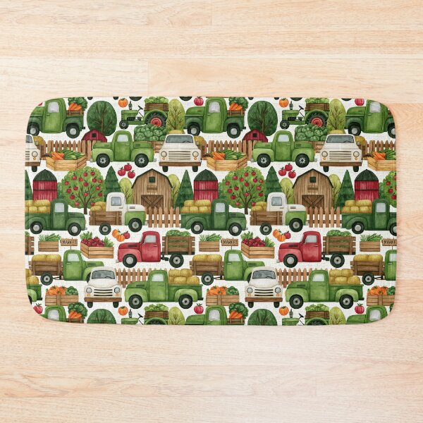 Item preview, Rustic Red Barn and Green Farm Tractor Pattern designed and sold by Piotrek0001.