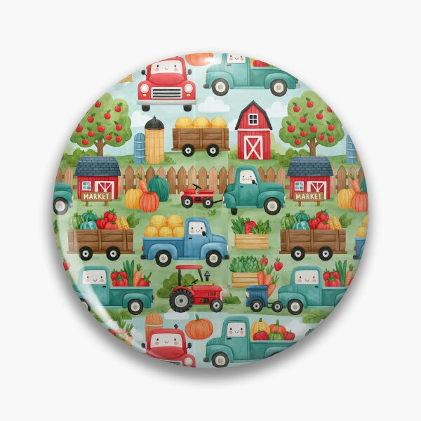 Item preview, Blue Farm Truck and Red Barn Watercolor Pattern designed and sold by Piotrek0001.