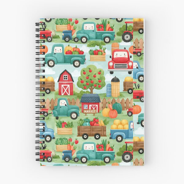 Item preview, Blue Farm Truck and Red Barn Watercolor Pattern designed and sold by Piotrek0001.