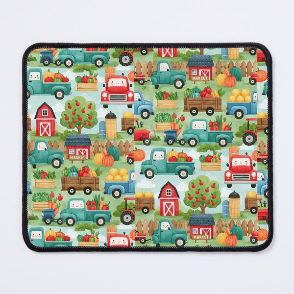 Item preview, Blue Farm Truck and Red Barn Watercolor Pattern designed and sold by Piotrek0001.