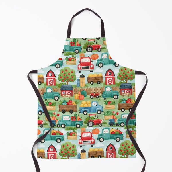 Item preview, Blue Farm Truck and Red Barn Watercolor Pattern designed and sold by Piotrek0001.