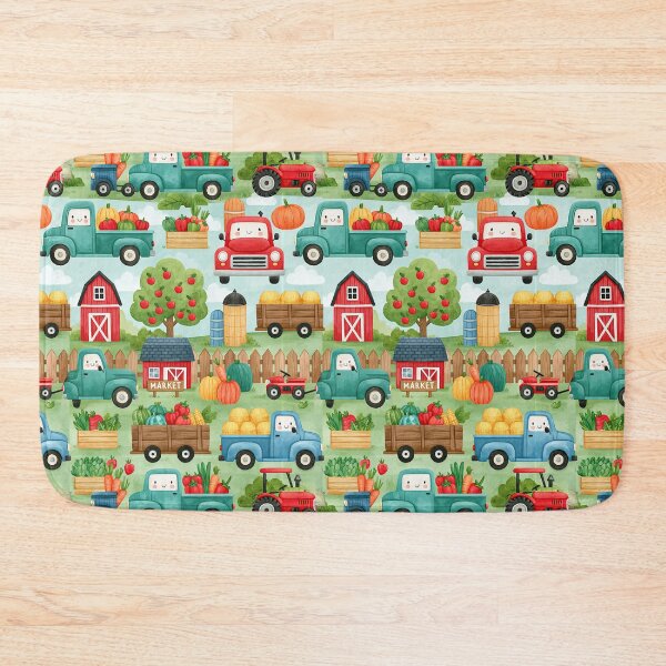 Item preview, Blue Farm Truck and Red Barn Watercolor Pattern designed and sold by Piotrek0001.