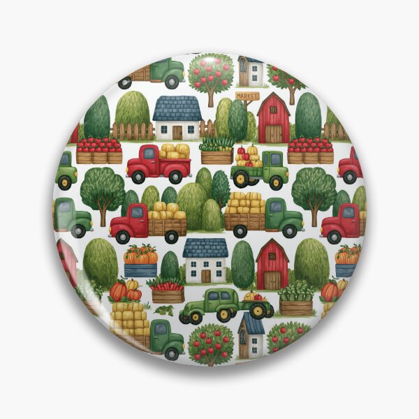 Item preview, Red Tractors and Apple Baskets Farm Kids Pattern designed and sold by Piotrek0001.
