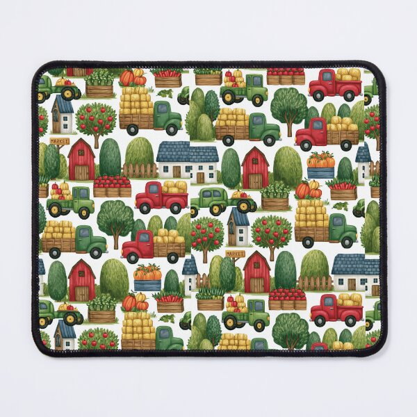 Item preview, Red Tractors and Apple Baskets Farm Kids Pattern designed and sold by Piotrek0001.