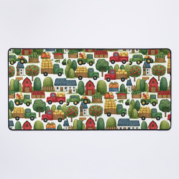 Item preview, Red Tractors and Apple Baskets Farm Kids Pattern designed and sold by Piotrek0001.