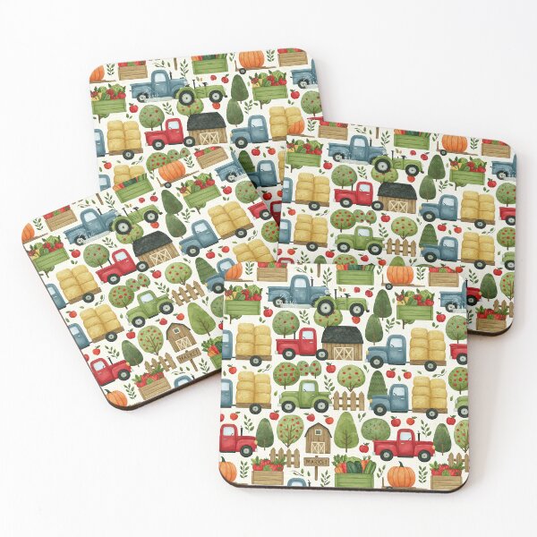 Item preview, Colorful Farm Trucks and Fresh Produce Pattern designed and sold by Piotrek0001.