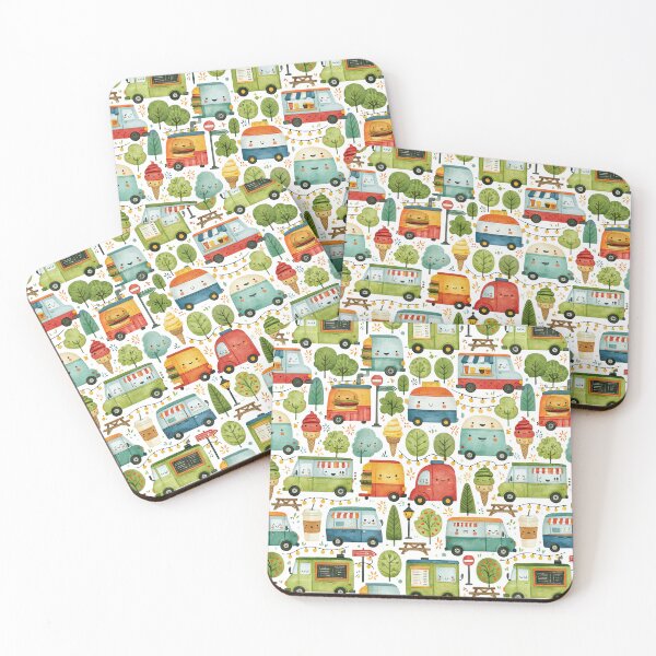 Item preview, Cute Food Trucks and Ice Cream Vans Pattern designed and sold by Piotrek0001.