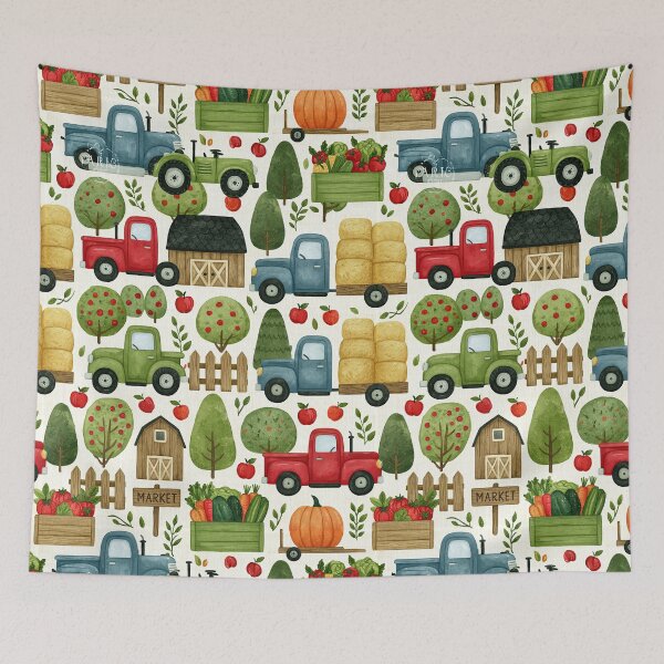 Item preview, Colorful Farm Trucks and Fresh Produce Pattern designed and sold by Piotrek0001.