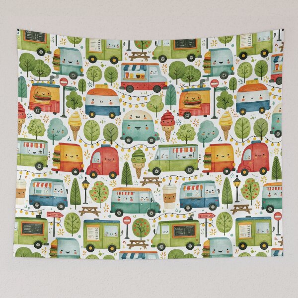Item preview, Cute Food Trucks and Ice Cream Vans Pattern designed and sold by Piotrek0001.