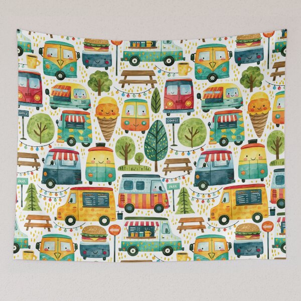 Item preview, Vintage Camper Vans and String Lights Nursery Art designed and sold by Piotrek0001.