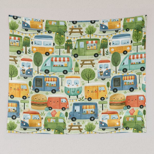 Item preview, Colorful Burger and Ice Cream Trucks Pattern designed and sold by Piotrek0001.