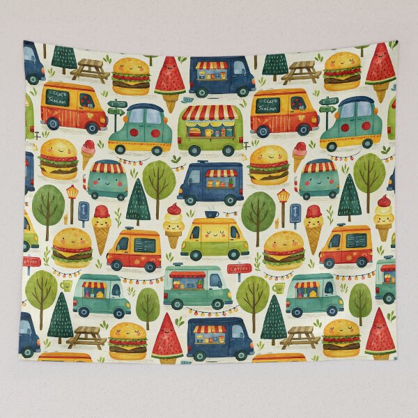 Item preview, Retro Food Vans and Burger Carts Kids Pattern designed and sold by Piotrek0001.