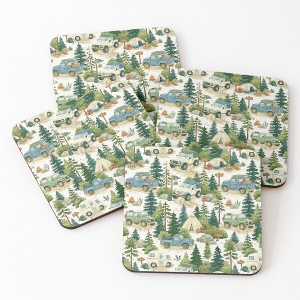 Item preview, Camping Tents and 4x4 Jeeps Woodland Pattern designed and sold by Piotrek0001.