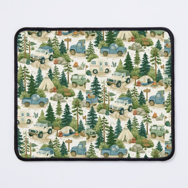 Item preview, Camping Tents and 4x4 Jeeps Woodland Pattern designed and sold by Piotrek0001.