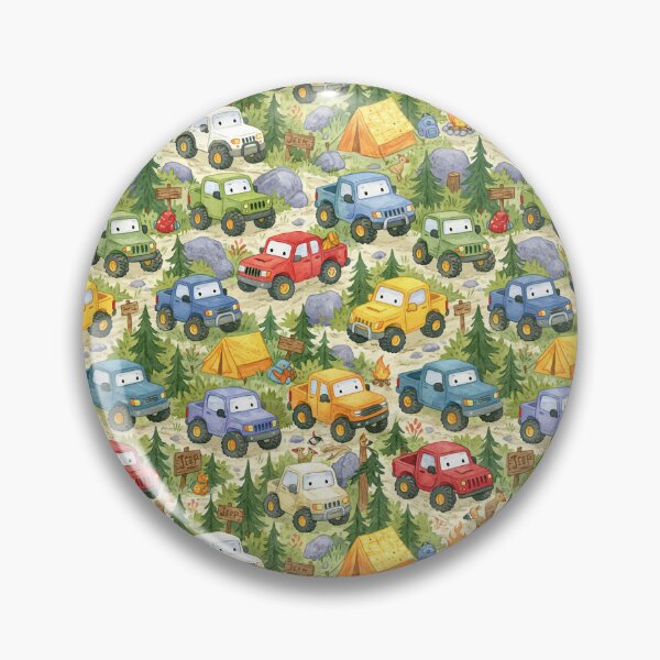 Item preview, Colorful Cartoon Cars in Green Forest Pattern designed and sold by Piotrek0001.