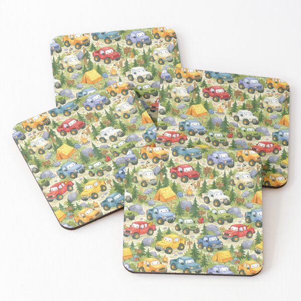 Item preview, Colorful Cartoon Cars in Green Forest Pattern designed and sold by Piotrek0001.