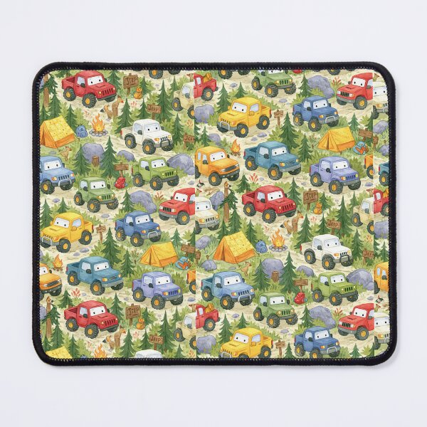 Item preview, Colorful Cartoon Cars in Green Forest Pattern designed and sold by Piotrek0001.