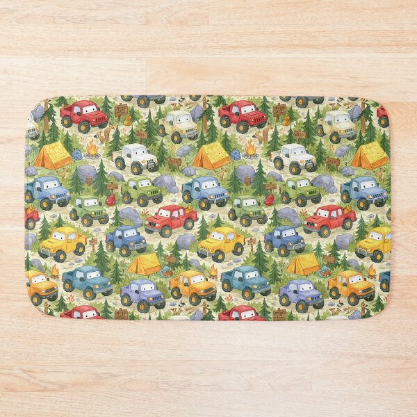 Item preview, Colorful Cartoon Cars in Green Forest Pattern designed and sold by Piotrek0001.