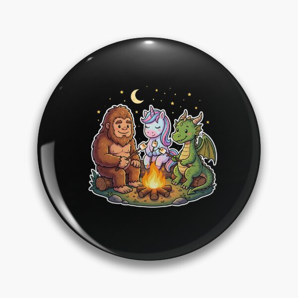 Artikelvorschau, Lagerfeuerlegenden: Bigfoot, Einhorn, Drache rösten Marshmallows – Fantasiewesen, Camping, magische Nacht (Clipart) entworfen und verkauft von NewaveBoutique.