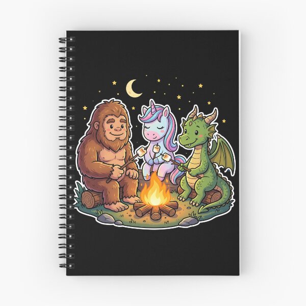 Item preview, Campfire Legends Bigfoot Unicorn Dragon Roasting Marshmallows : fantasy creatures camping magical night clipart designed and sold by NewaveBoutique.