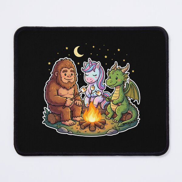 Item preview, Campfire Legends Bigfoot Unicorn Dragon Roasting Marshmallows : fantasy creatures camping magical night clipart designed and sold by NewaveBoutique.