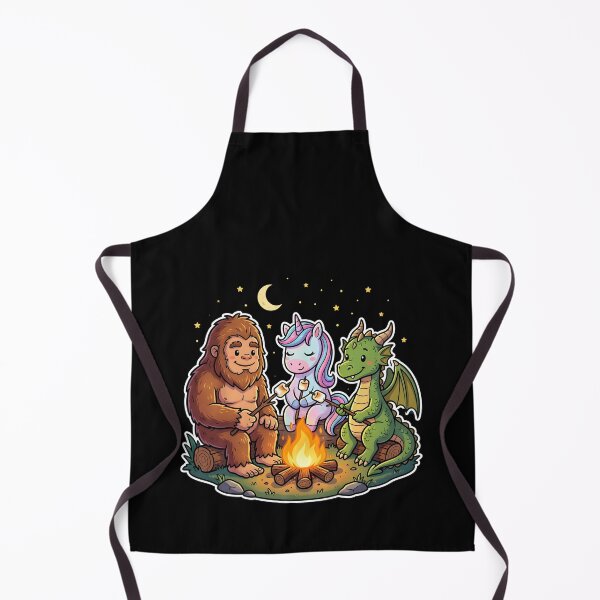 Item preview, Campfire Legends Bigfoot Unicorn Dragon Roasting Marshmallows : fantasy creatures camping magical night clipart designed and sold by NewaveBoutique.