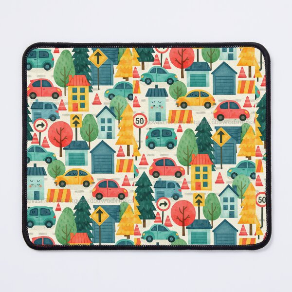 Item preview, Town Houses Cars and Pine Trees Kids Pattern designed and sold by Piotrek0001.