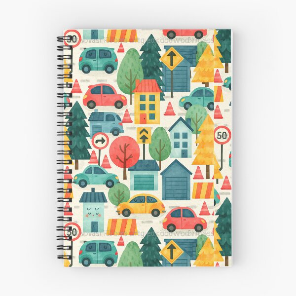 Item preview, Town Houses Cars and Pine Trees Kids Pattern designed and sold by Piotrek0001.